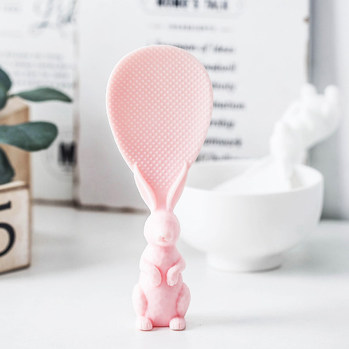 Household upright cartoon rabbit rice shovel rice cooker rice spoon wheat straw creative non-stick rice spoon manufacturer