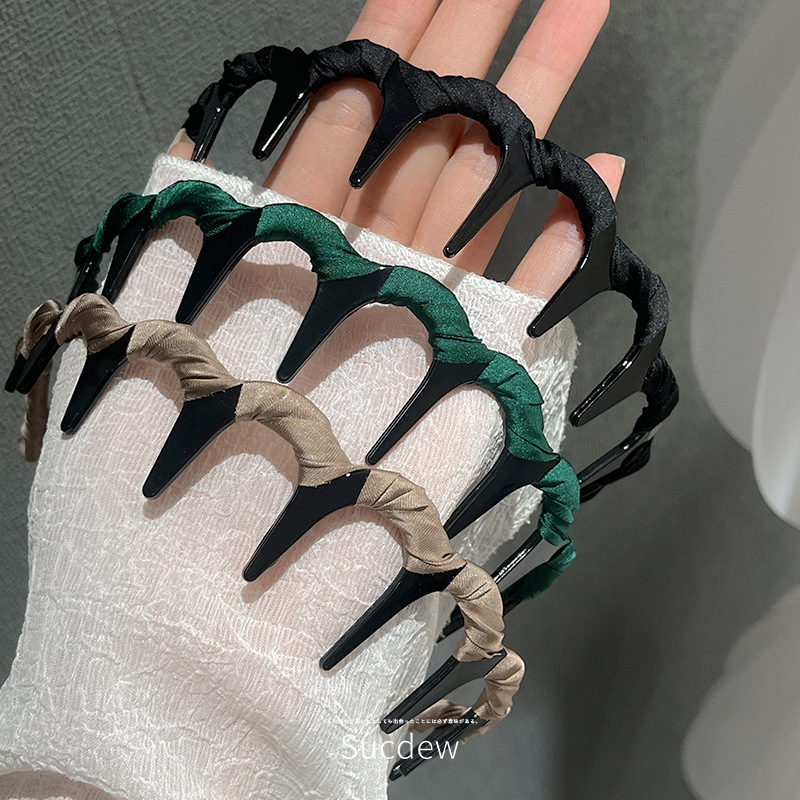 Moda alrededor de tela para mujeres lavarse la cara con dientes para el cabello anti-deslizante compresión de cabello rotura brazo de cabeza 2024 nuevo