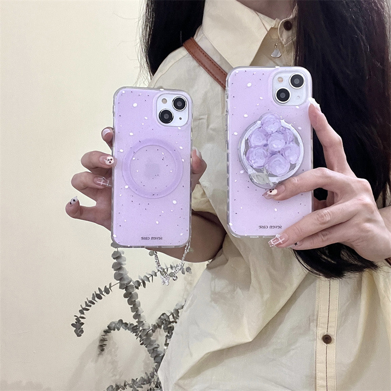 Purple splash ink grape magnetic bracket 14 Promax15Promax mobile phone case for iPhone13/12Pro