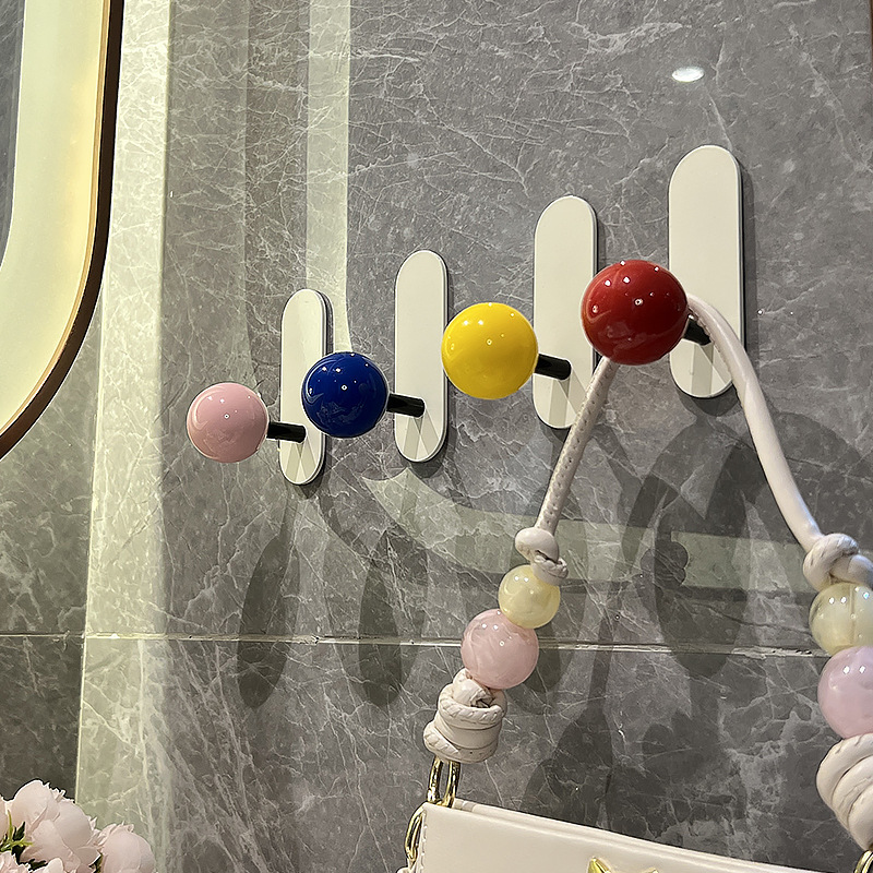 Dopamine Bathroom Non-perforated Strong Adhesive Hook Bathroom Creative Wall Hanging Towel Storage Load-bearing Adhesive Hook