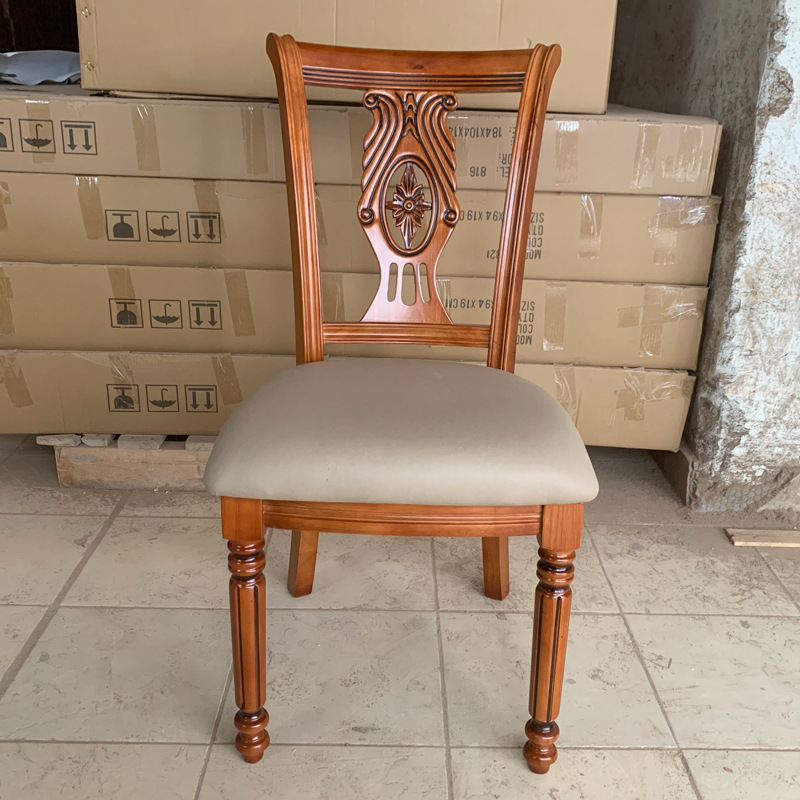 Simple solid wood dining chair Hotel antique backrest chair…
