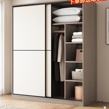 简易组装衣柜家用卧室现代简约风实木质推拉门儿童挂衣橱出租房用