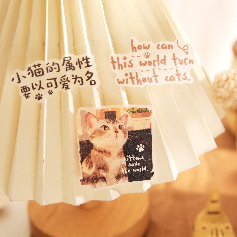 Sr. Paper Flash Sand Sticker Bao Miaowang Log Series Cute Cat Hand Log Material de decoración Pegatina de película de corte