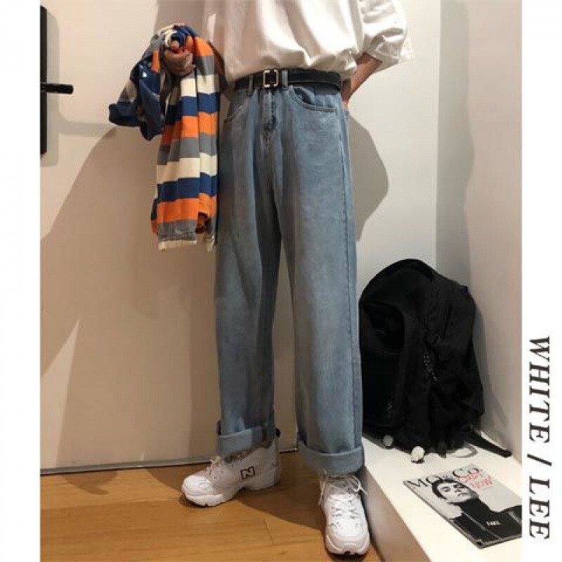 Women's Plus Size Spring New Korean Style Retro Washed Jeans Trendy High Waist Loose Slimming Straight Leg Pants for Chubby Girls Women's Plus Size Spring New Korean Style Retro Washed Jeans Trendy High Waist Loose Slimming Straight Leg Pants for Chubby Girls