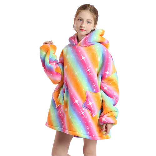 Amazon's latest hot new TV hooded sweatshirt blanket warm lazy TV blanket children's pullover cold-proof pajama blanket