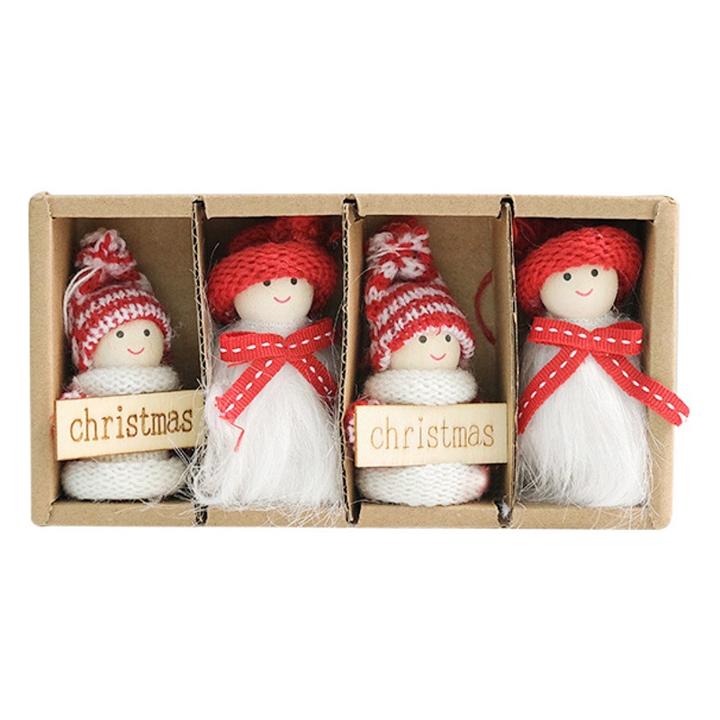Adornos Navideños de Fieltro de Lana con Figuras de Árbol de Navidad, Papá Noel y Muñeco de Nieve, en Caja