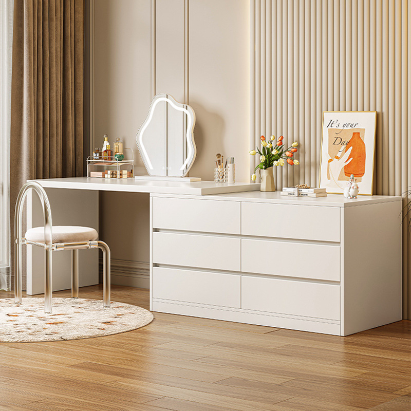 Crema estilo cómoda tocador integrado dormitorio principal gabinete de almacenamiento tocador de madera cama gabinete habitación armario