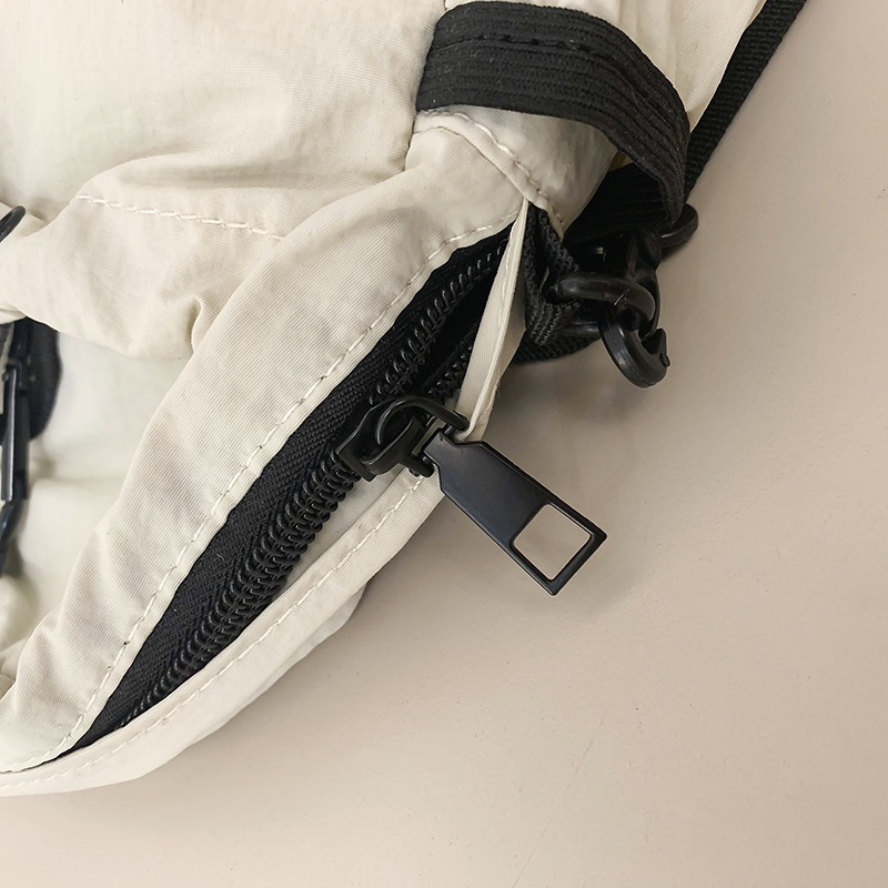 Solid-color nylon fabric bag for women, Spring 2025 new niche waist bag, ins casual pleated phone bag, crossbody bag for women undefined