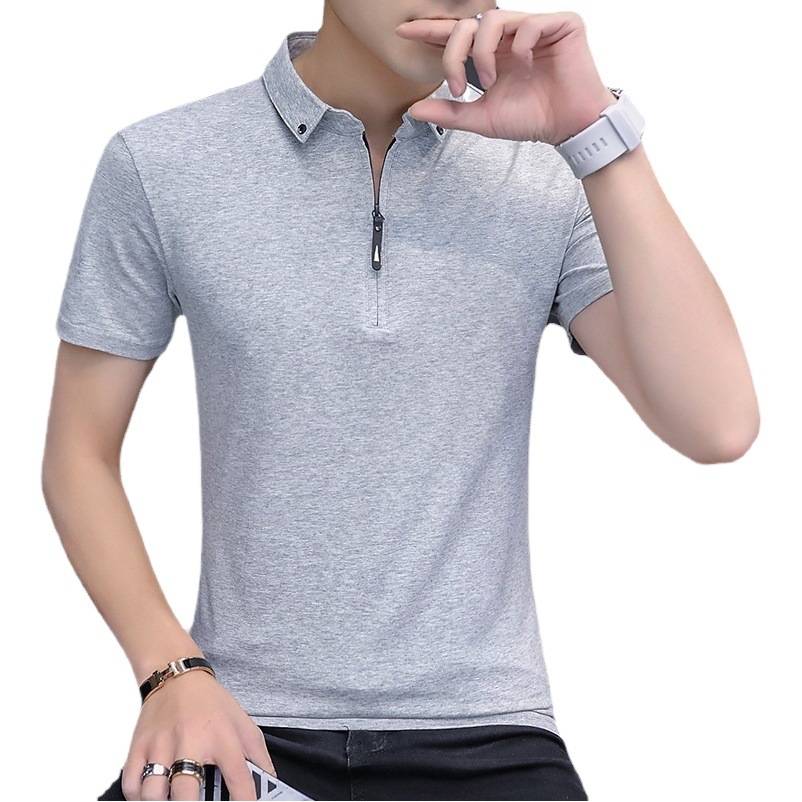 Camisa de polo de los hombres 2022 verano nueva camiseta de manga corta bordada camiseta de media manga de algodón de color sólido delgado de la moda de los hombres
