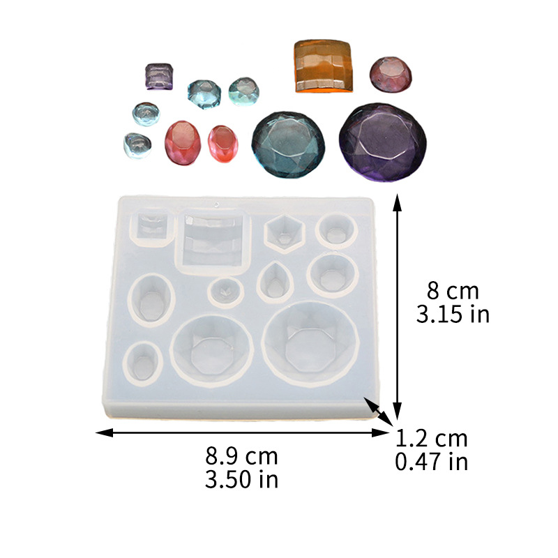 Nueva superficie del diamante gota de agua joya cuadrada colgante espárragos forma epoxi molde Silicona