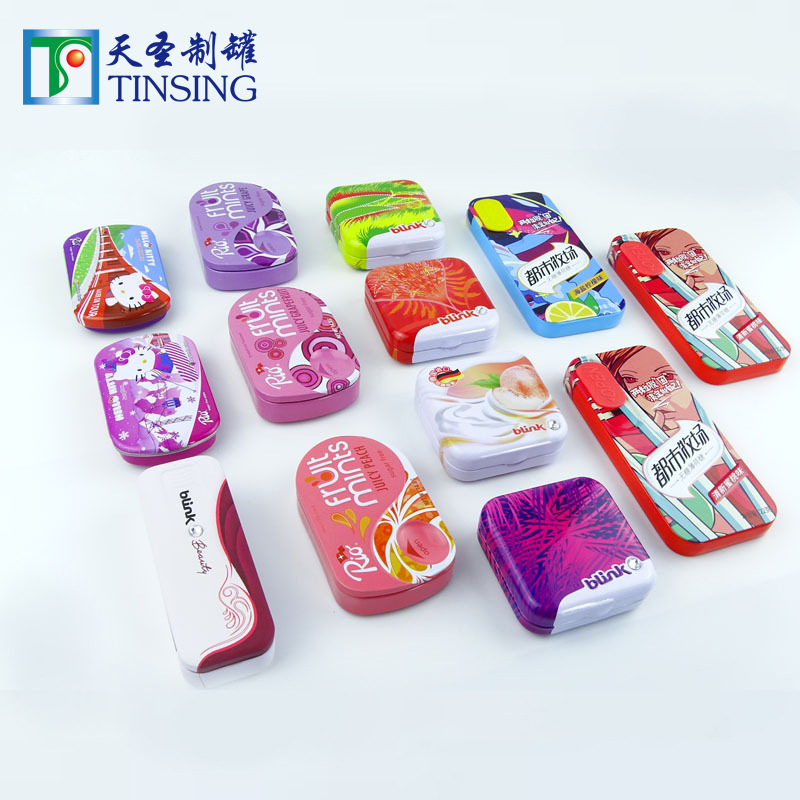 铁罐厂家创意薄荷糖果盒医药保健品铁盒塑料件滑盖马口铁罐批发