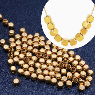 New 18K Gold Sugar Beads Square Passepartout AU750 Gold 2.5mm Bead Spacer Bead Handmade Accessories