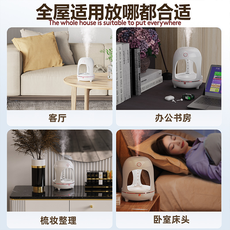 Anti-Gravedad humidificador gota de agua reflujo hogar Mute gran capacidad de pulverización pequeño humidificador de aire USB máquina de aromaterapia