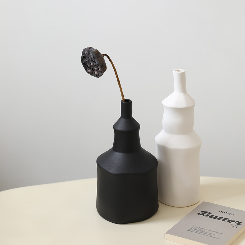 Inswind creativo blanco y negro vintage vasijas de cerámica decoración de la mesa de la sala de estar decoración de la mesa de comedor