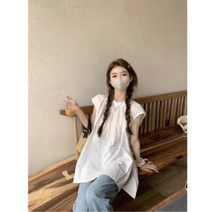フレンチホワイト Tシャツレディース 2025 夏の新デザインニッチシャツ韓国シックなノースリーブルーズトップ