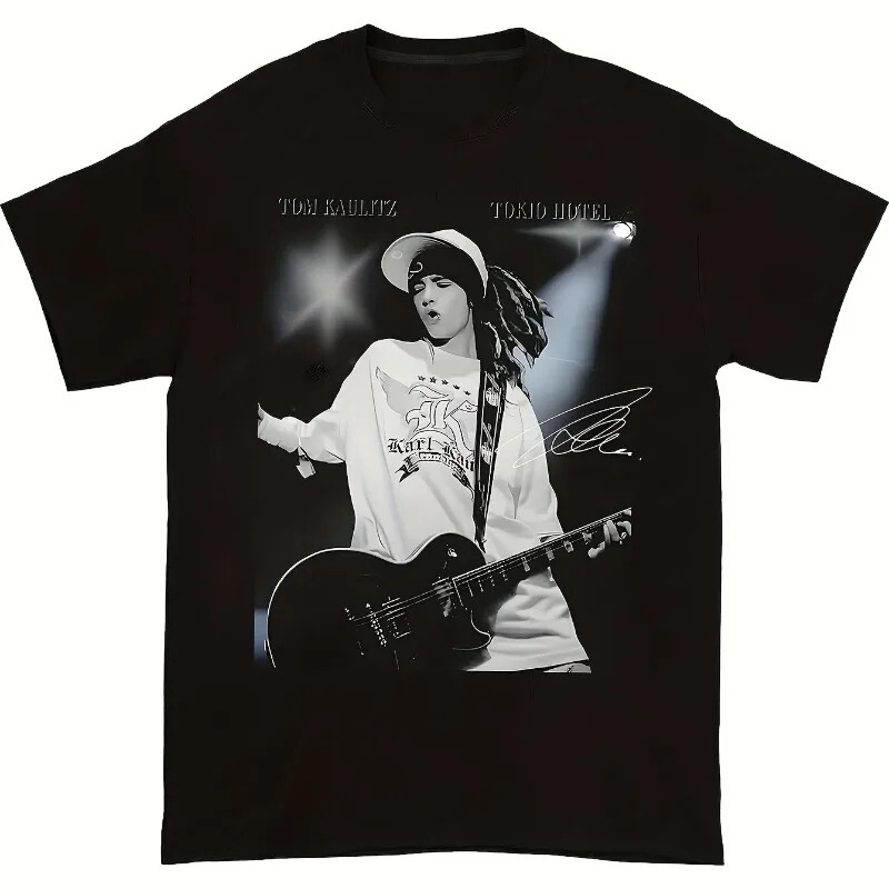 Independent European Size Women's Vintage Rock Band Graphic T-Shirt Featuring Tom Cooley and Tokyo Hotel Independent European Size Women's Vintage Rock Band Graphic T-Shirt Featuring Tom Cooley and Tokyo Hotel