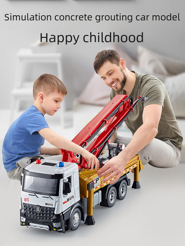 (Box-packed) 1:24 Scale Concrete Grouting Truck – Die-Cast Alloy Engineering Vehicle Model, Decorative Toy Available for Dropshipping