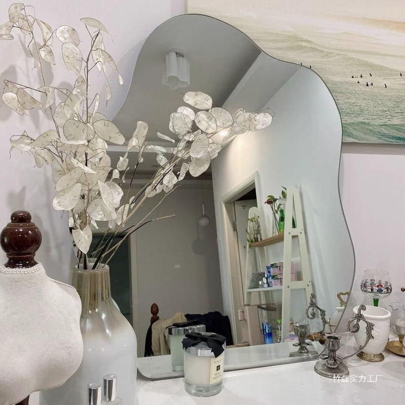 불규칙한 반대 성별 거울 데스크탑 아크릴 데스크탑 화장대 거울 크리 에이 티브 화장품 거울 사진 소품 환영 거울 작은