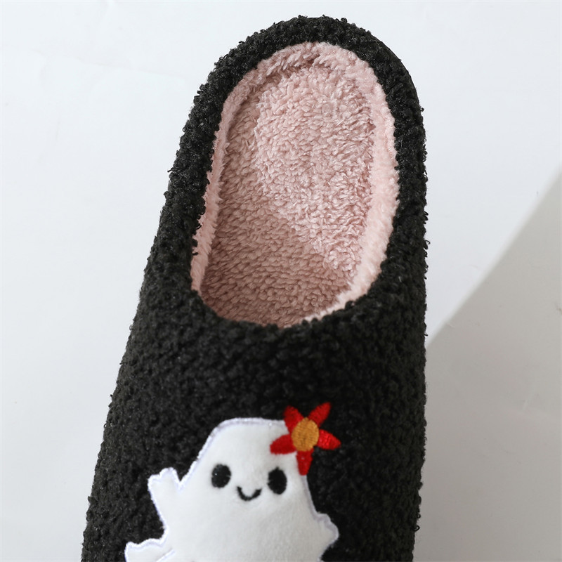 Winter Halloween lustige Baumwolle Hausschuhe Frauen Indoor Blume Geist warme Hausschuhe Winter_voghion.com