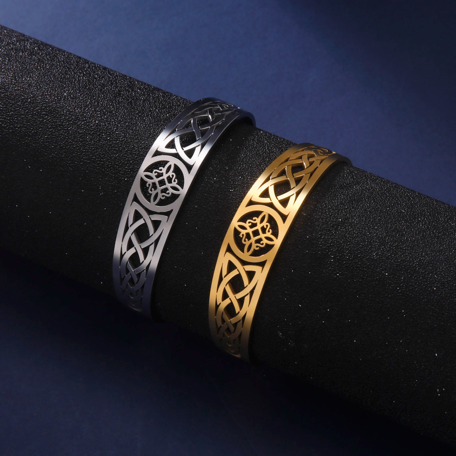 Witches Knot Pattern Hip-Hop Retro Witches Knot 304 Stainless Steel Plating Men's Bangle Men Cuff & Bangle