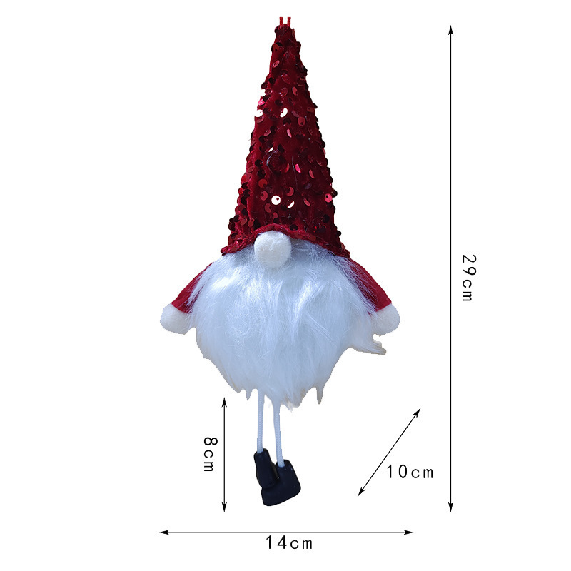 Nueva Navidad de la pierna larga muñeca sin rostro muñeca colgante con luz que emite la muñeca perlas sombrero enano bosque hombre