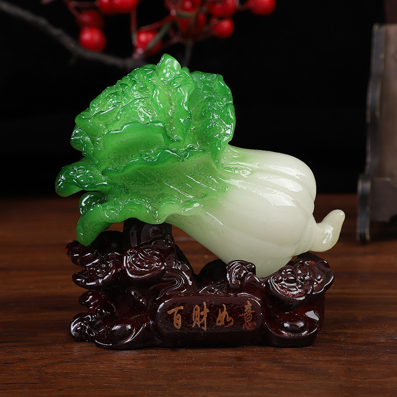 玉白菜摆件家居玄关装饰树脂工艺品招财客厅电视柜酒柜开业礼品
