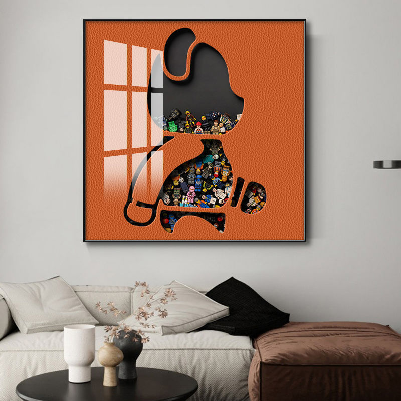 Modern Cartoon Animation Decorative Painting Bedroom Fashion Violence Bear Hanging Painting Simple Living Room Dining Room Background Combination Mural