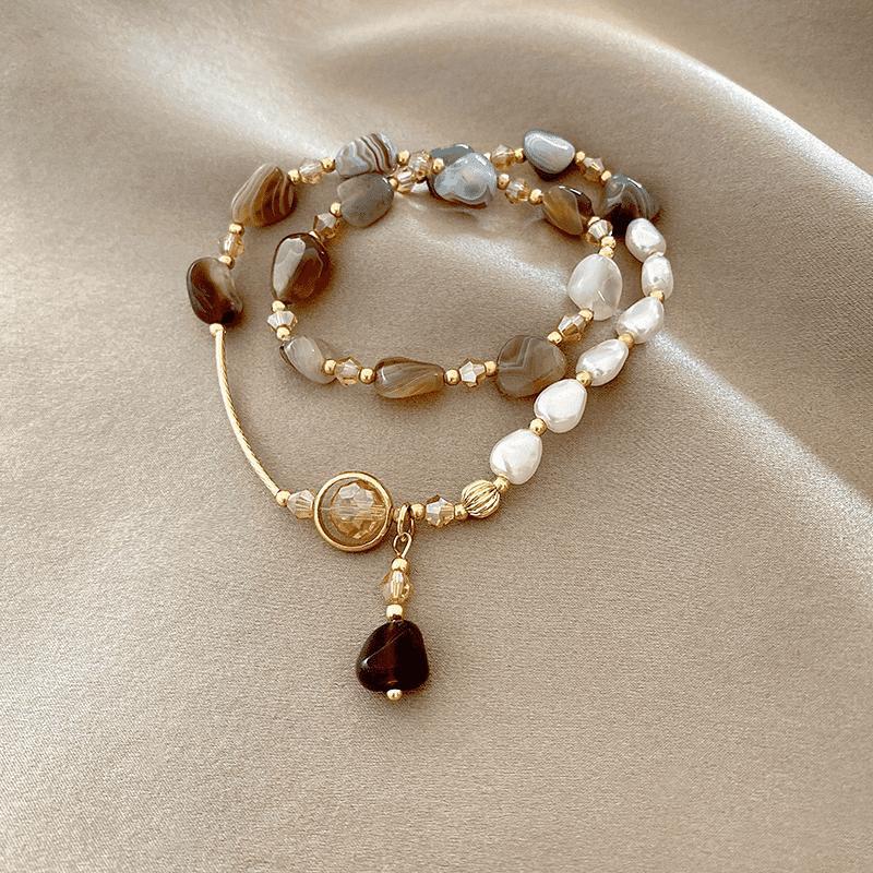 Copper Alloy Bracelet French Multi-Layer Irregular Bead Bracelet Personalized Niche Design Hand Jewelry Copper Alloy Bracelet French Multi-Layer Irregular Bead Bracelet Personalized Niche Design Hand Jewelry