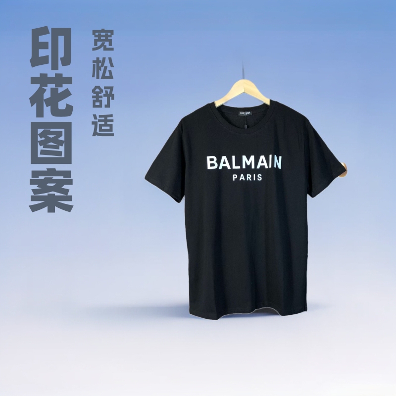 Long-term stock Balman BALMAIN printed short-sleeved T-shirt to design DIY letter pattern LOGO