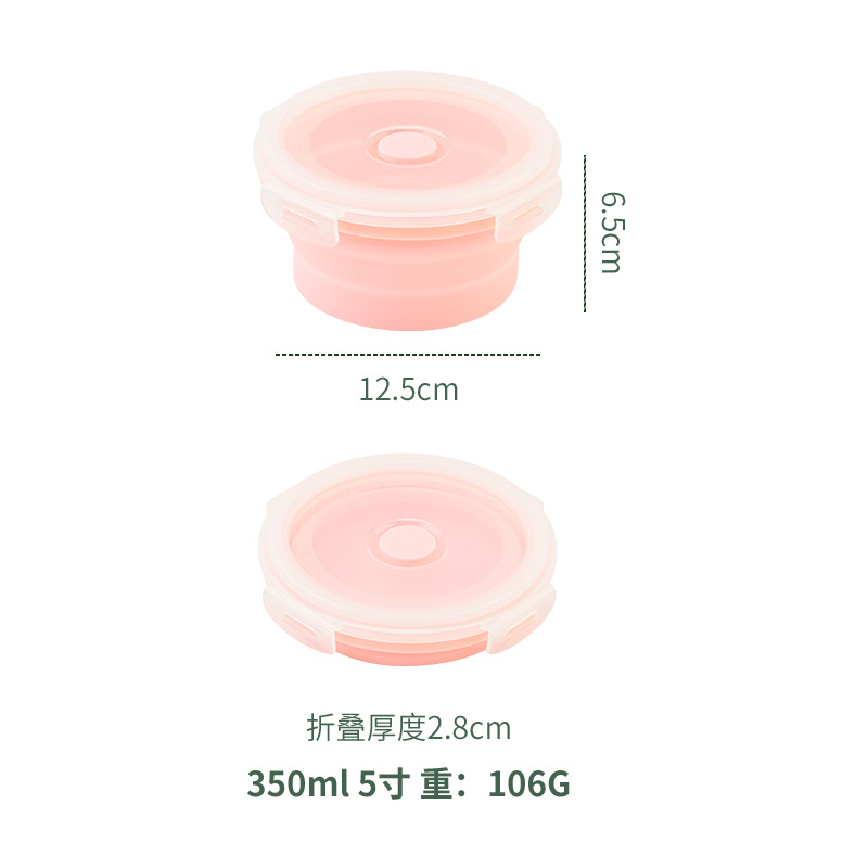 Fiambrera de silicona plegable redonda de 4 piezas caja bento creativa caja de almacenamiento de tazón plegable para el hogar juego de caja de conservación