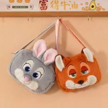 卡通毛绒包包疯狂动物城狐狸毛绒公仔斜挎包萌系立体公仔玩偶包