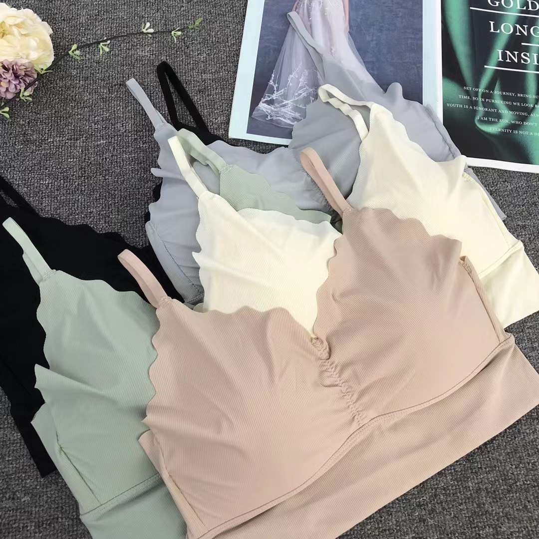 Nueva taza de látex sin marcas de alta calidad, chaleco de dama sin anillo de acero, bra de yoga, ropa interior deportiva, mujer al por mayor