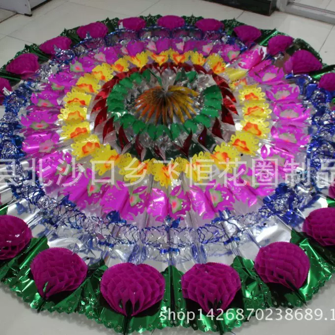 2米拉花大球加绿边】花圈随葬品纸扎产品2015热卖中低价批发