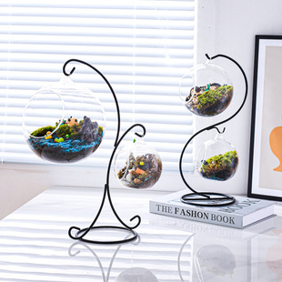 Factory wholesale wrought iron double hook S-type glass bottle storage rack miniature landscape ecological bottle iron rack in stock