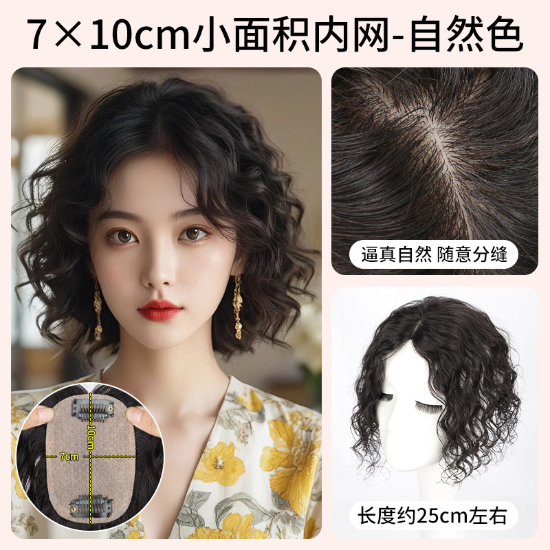 女性用ウィッグ、頭頂部に人毛を全面使用、白髪をカバー、自然で跡が残らない針仕事、肌を模倣した本物の髪の毛|undefined