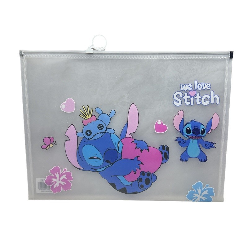 Carpeta con cremallera PP de Stitch, tamaño A4, para documentos o exámenes