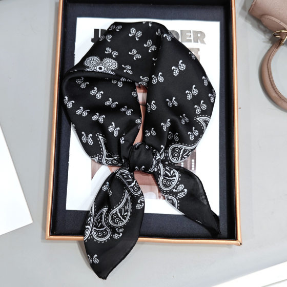 Mother's Day Korean Style Atmosphere French Small Silk Scarf 70 Imitation Silk Advanced Cashew Flower Small Square Scarf Wholesale