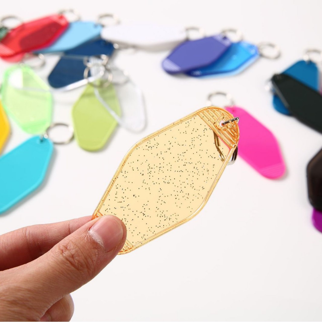 Diamond Shaped Hotel Key Tag Number Plate Color Transparent Keychain