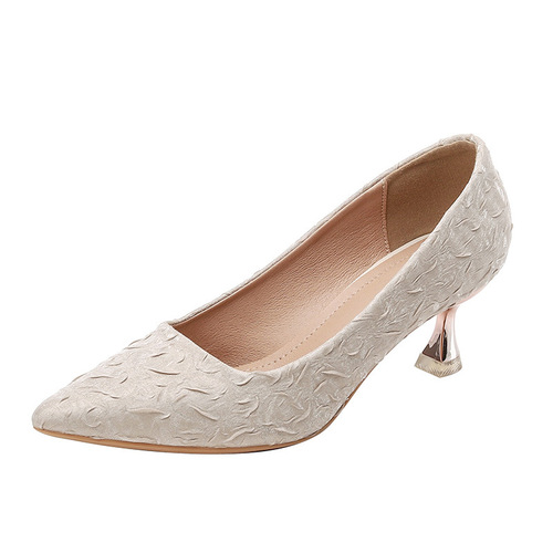 Ladies' High Heels  Summer New Square Toe Comfortable Slim Heel Elegant Soft Leather Comfortable Matchable Low Mouth Women's Shoes