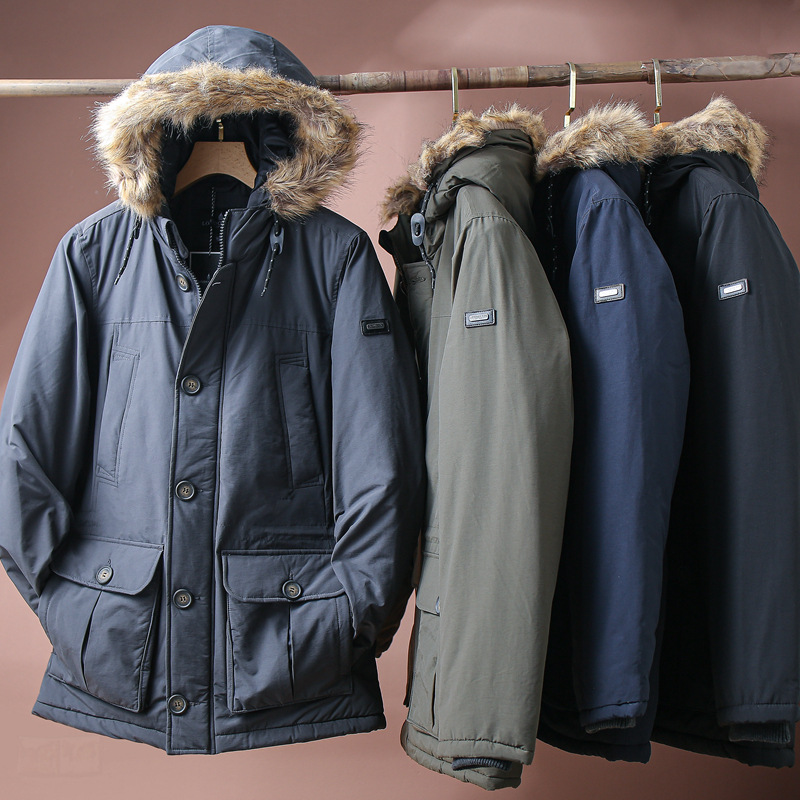 Parka d'hiver à capuche pour homme - Coupe-vent et imperméable, veste matelassée épaisse et chaude avec doublure polaire pour sports de plein air (vert armée)_voghion.com