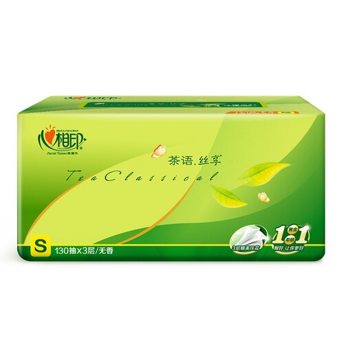 Heart to Heart Tissue Paper Tea Language Silk Enjoy Tissue Paper Household Face Tissue Toilet Paper Economical Pack 130 Pouches 6 Bags