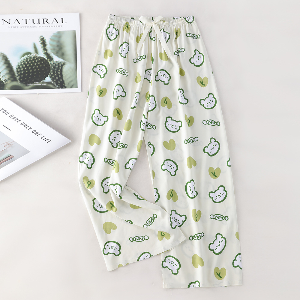 Pantalones de pijama de algodón de verano sueltos para mujeres embarazadas pantalones de piernas anchas colgantes sensación de nueve pantalones para el hogar se pueden usar fuera