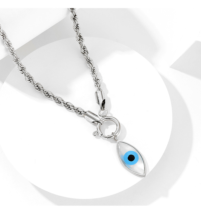 Géométrique Chanvre Fleurs Chaîne De Diable Yeux Fixés Collier En Acier Inoxydable Twist En Métal Collier display picture 2