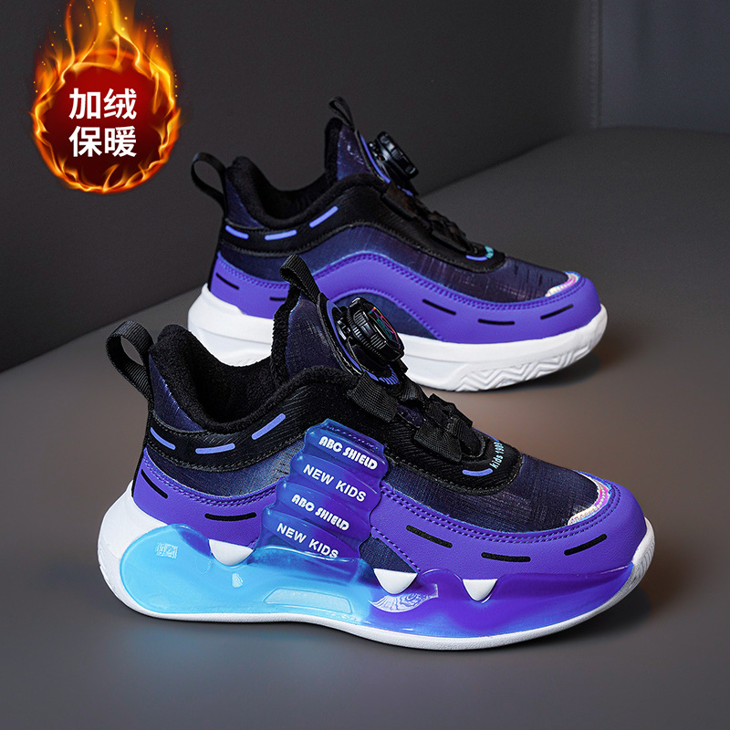 Zapatos de algodón, dos zapatos deportivos de invierno cálidos de algodón, zapatos de papá con hebilla giratoria para hombres, nuevos niños grandes 2024 niñas y niños más terciopelo