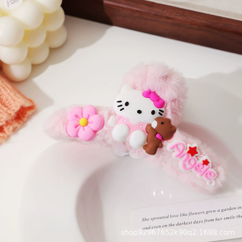 Sanrio, плюшевая заколка-краб из мультфильма, большая заколка для волос, милая акула, аксессуар для волос, оптовая продажа