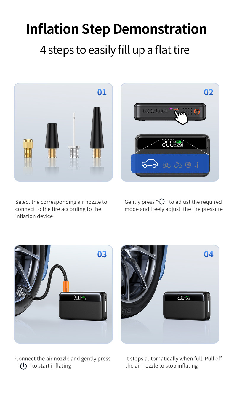 【N33】Cross-Border Car Emergency Starting Power Supply, Air Pump, Integrated Power Supply, Multi-Functional Portable Battery Ignition