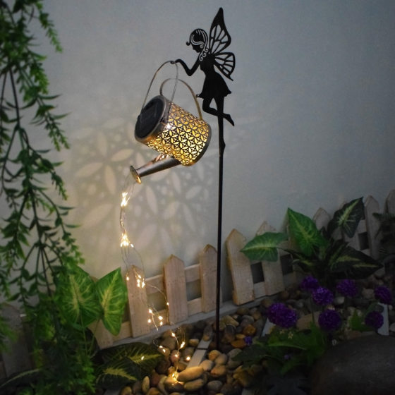 Outdoor Waterproof Solar Kettle Lamp Creative Decorative Courtyard Lawn Lamp Flower Fairy Iron Gymnisin Garden Lamp