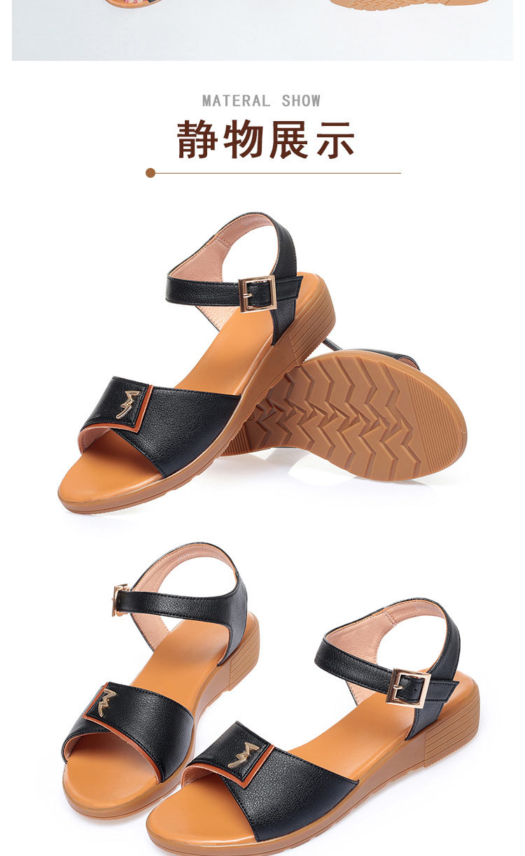 Dép sandal nữ quai chữ V đế bằng da thật mềm mại mùa hè — đen chi tiết 17