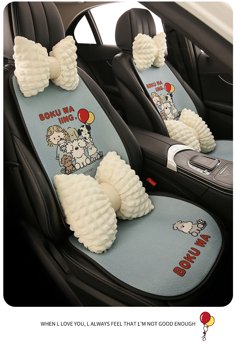 26 Types of Car Seat Cushions, Suitable for All Seasons, Cute Cartoon Design, Breathable and Comfortable for Women