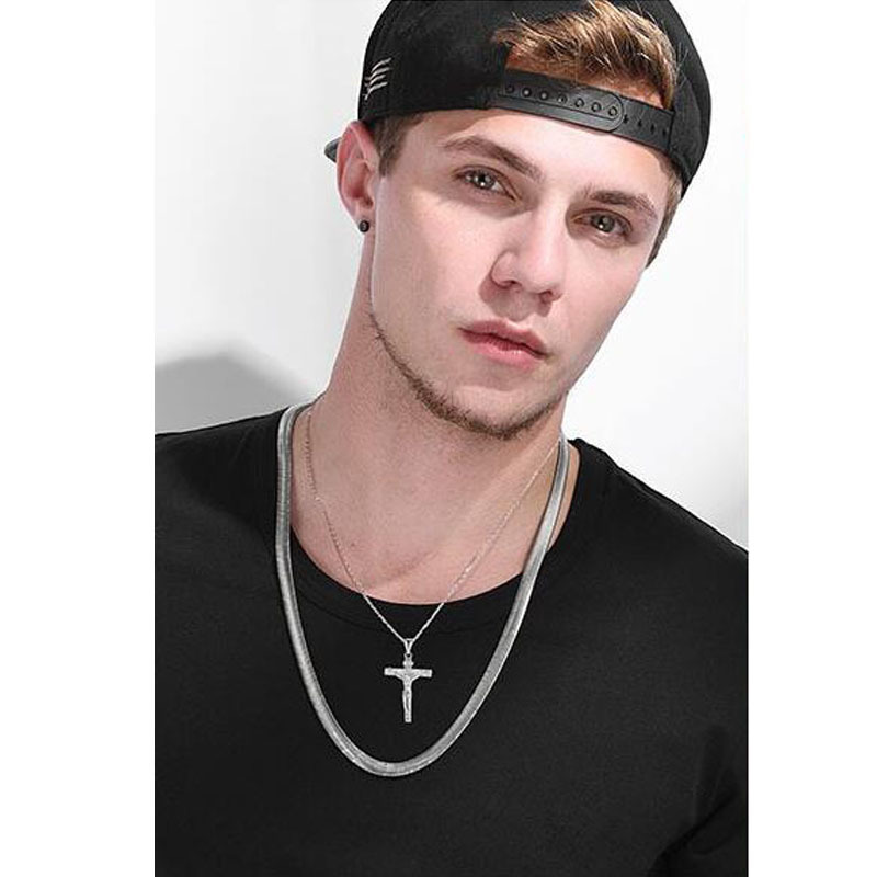 Collana New Cross da uomo, girocollo, personalità, maglione hip hop, ciondolo lungo, catena per clavicola, donna_voghion.com